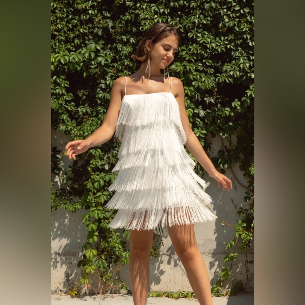 NEW - JENNY YOO - TULA FRINGE MINI DRESS - SIZE 10